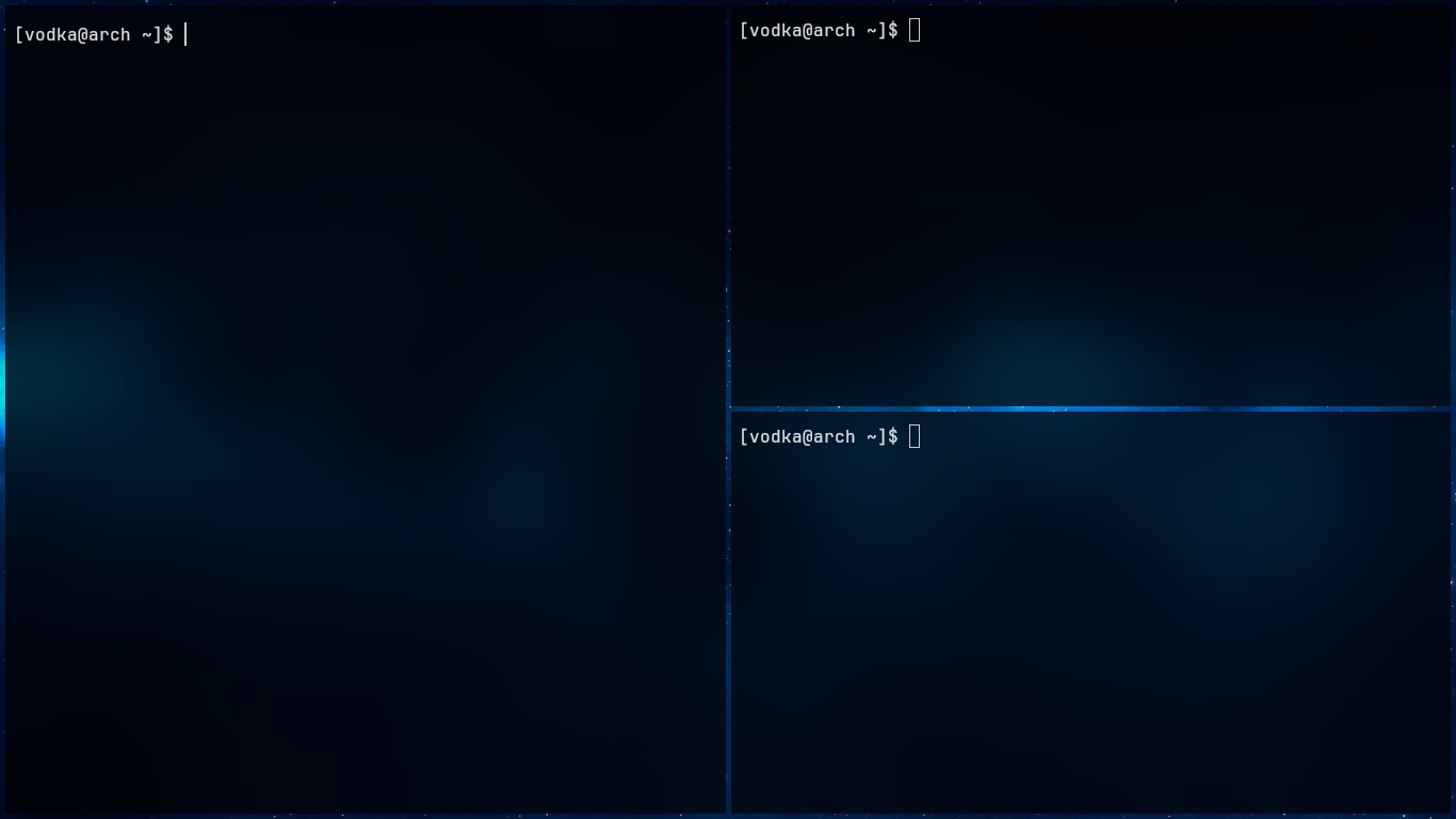 pudu compositor workspace overview with multiple terminal windows tiled