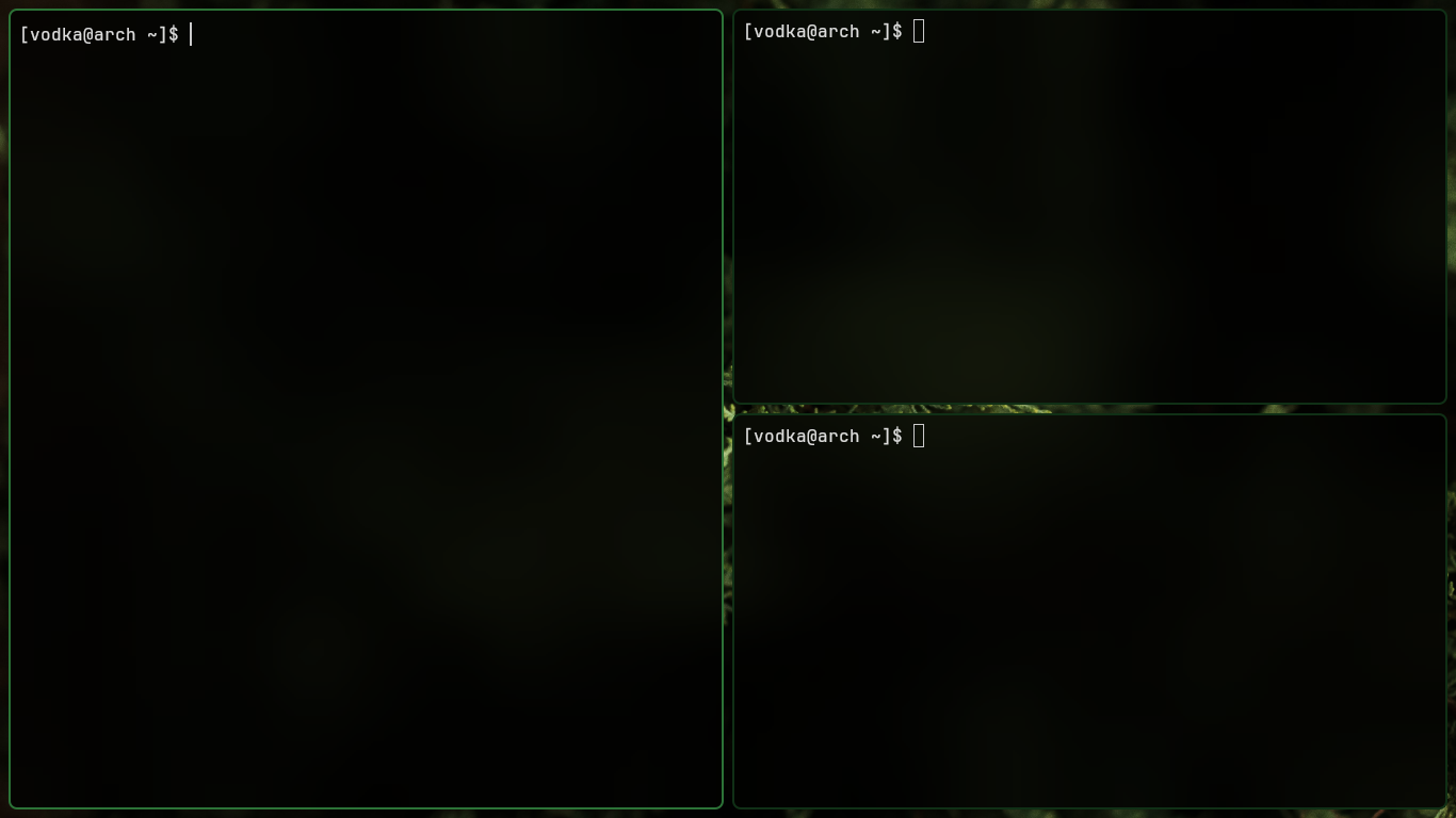 pudu Wayland compositor showcasing border colors and window management